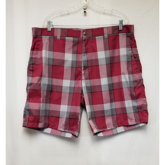 Callaway Men's Golf Performance Red/Gray Shorts Plaid Flat Front Size 40 - Picture 3 of 6